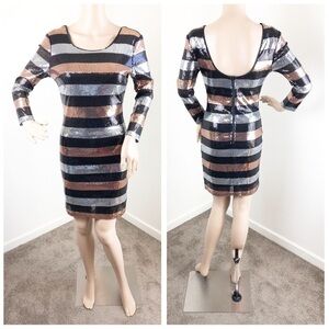 Charlotte Russe metallic sequin striped mini dress